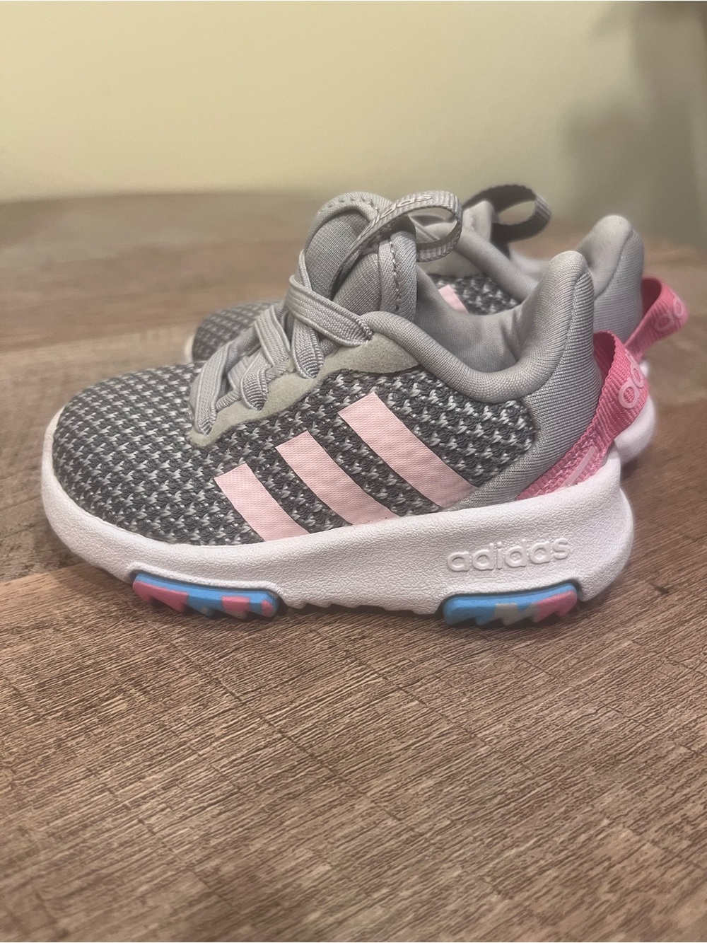 adidas babies Gray and Pink Mesh Sneakers US 3K